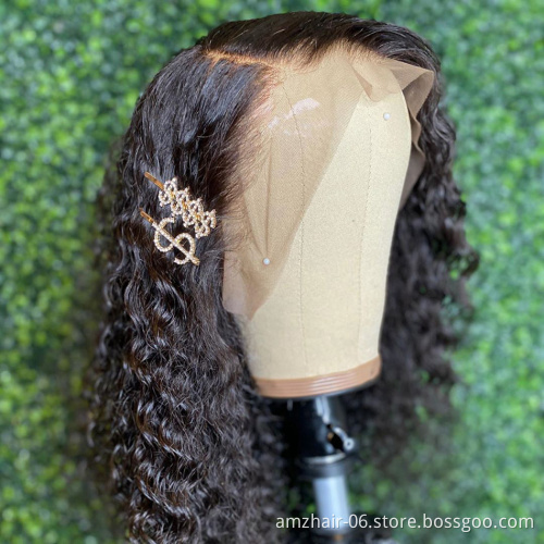 Deep Wave Bob Wig Human Hair Hd Full Transparent Lace Front Wig Cheap Raw Indian Virgin Human Hair Lace Frontal Wig For Women